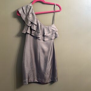 Silk Silver One Shoulder Mini dress Banana Republic 0P
